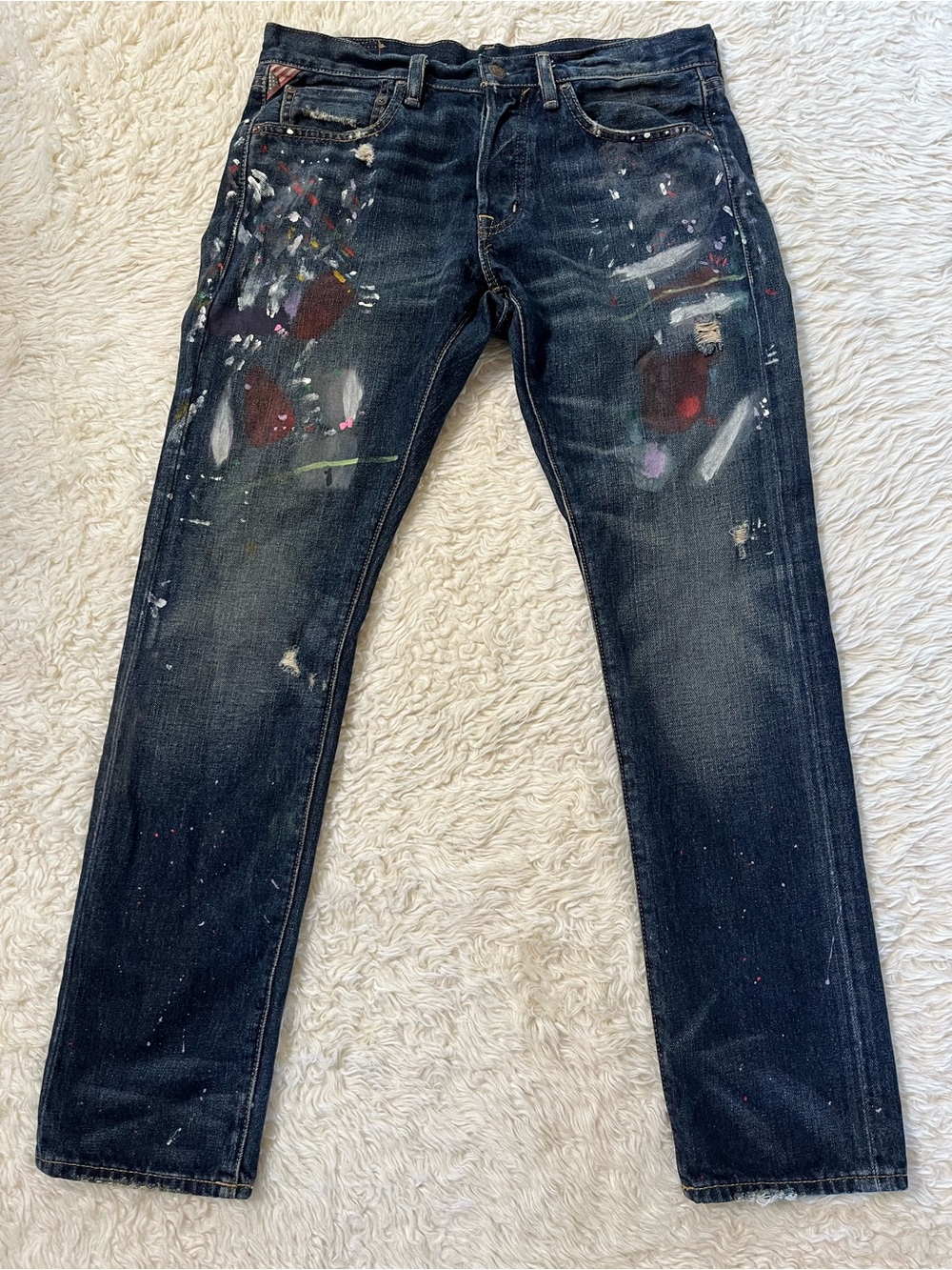 Ralph Lauren Denim Supply Jeans Size 32x29 Paint Dark Slim
